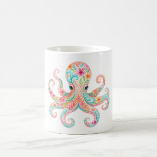 Mug à café joli poulpe floral