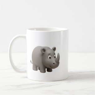 Mug à café joli rhinocéros 3D