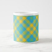 Mug à café Jumbo : Bleu, Jaune, Vert Plaid (Devant)