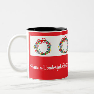 Mug à café Ltc-Rouge Noël avec guirlandes