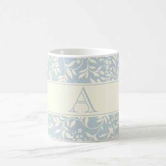 Mug à café Monogram Floral Bleu et feuillage (Centre)
