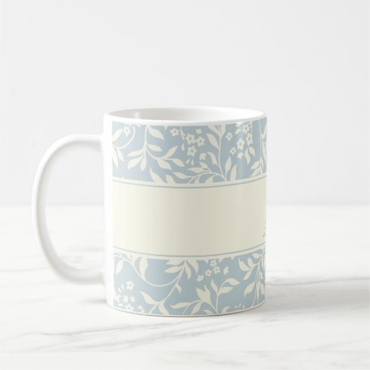 Mug à café Monogram Floral Bleu et feuillage (Gauche)