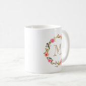 Mug à café monogramme floral (Devant droit)