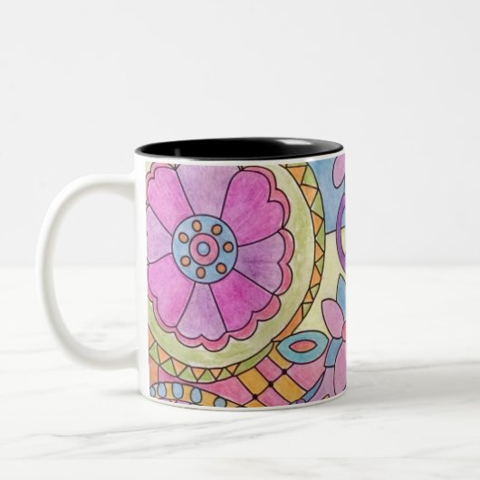 Mug à café Motif à fleurs colorées (Gauche)
