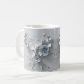 Mug à café Oiseau-Mouche Fleur Bleue Ajouter Nom (Devant gauche)