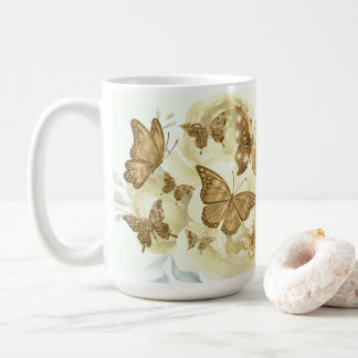 Mug à café Papillon jaune et or