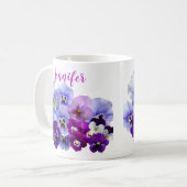 Mug à café Pensée Violette Floral (Devant gauche)
