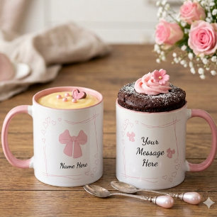 Mug à café personnalisé avec nœud rose Coquette