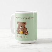 Mug à café personnalisé Pot de miel d'ours mignon (Devant gauche)