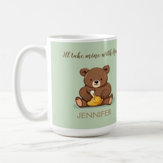 Mug à café personnalisé Pot de miel d'ours mignon (Gauche)