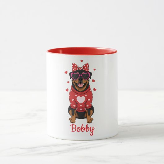 Mug à café pour chien Rottweiler Saint-Valentin 20 (Centre)