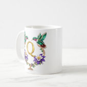 Mug à café Q Monogramme Oiseau-Mouche Bijou de Lux (Devant gauche)