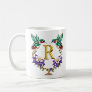 Mug à café R Monogramme Oiseau-Mouche Bijou de Lux