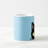 MUG À CAFE ROSE AVEC CHAT NOIR QUI REGARDE (Centre)