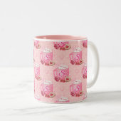 Mug à café rose et blanc de la Saint-Valentin avec (Devant droit)