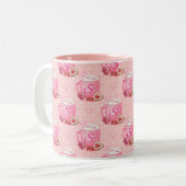 Mug à café rose et blanc de la Saint-Valentin avec (Devant gauche)