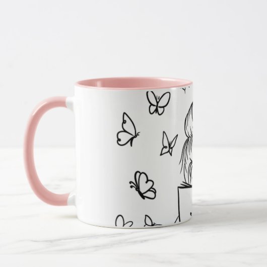 Mug à café rose Lovely Reader (Gauche)