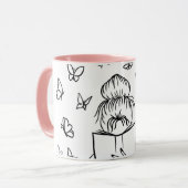 Mug à café rose Lovely Reader (Devant gauche)