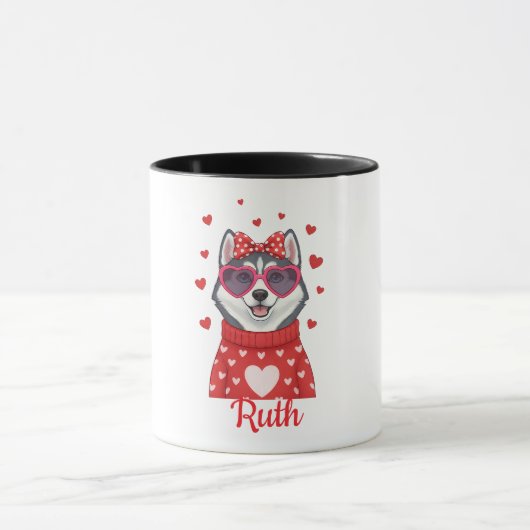 Mug à café Siberian Husky Saint-Valentin 2026 (Centre)