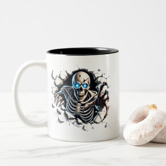 Mug à café squelette d'Halloween (Avec donut)