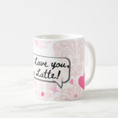 Mug à café sur le thème de l'amour avec des cœurs (Devant droit)