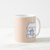 Mug à café thé à bulles chat Kawaii mignon (Devant droit)