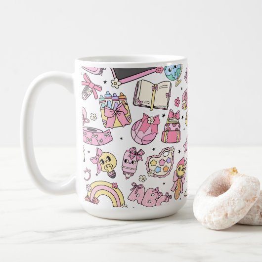 Mug à café/thé à thème scolaire mignon (Avec donut)