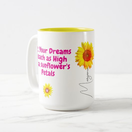 Mug à Café Tournesol (Citation de Motivation pour (Devant gauche)
