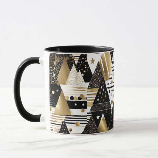 mug à café triangles abstraits or et noirs (Gauche)