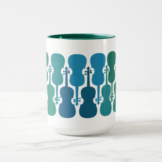 Mug à café violon bleu et vert (Centre)