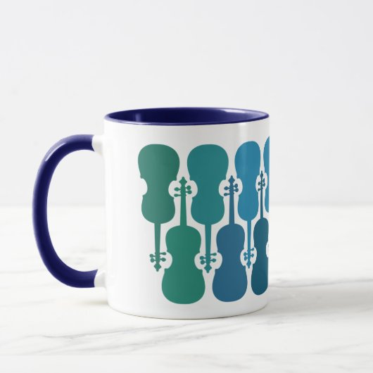 Mug à café violon bleu et vert (11 oz) (Gauche)