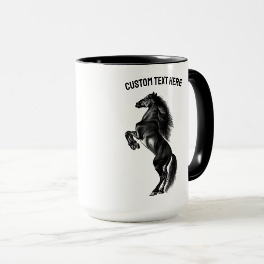 Mug à cheval droit avec texte et couleurs personna (Devant droit)