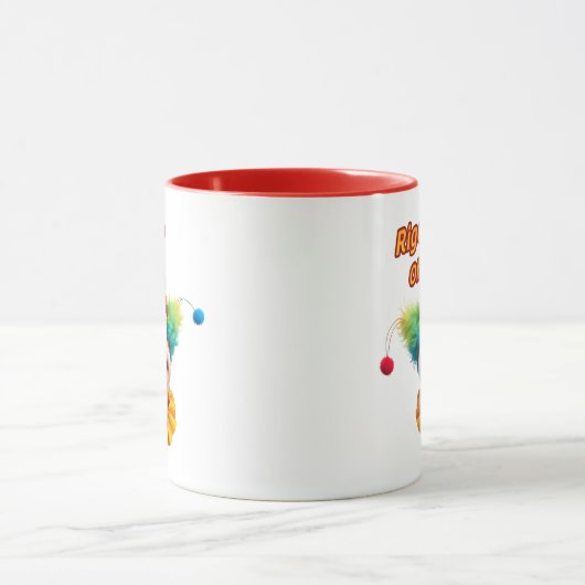 Mug A clown and a play on words. (Centre)