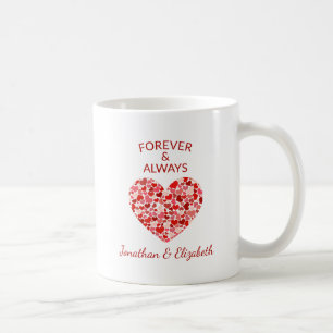 Mug à cœur rouge pour couples "À jamais et toujour
