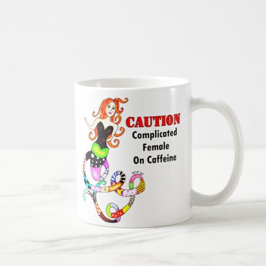 Mug "A compliqué la femelle sirène sur caféine" (Droite)
