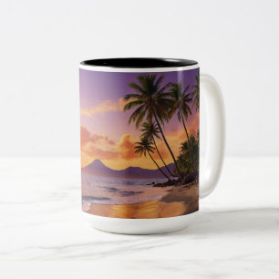 Mug à coucher de soleil tropical Montagne de pal