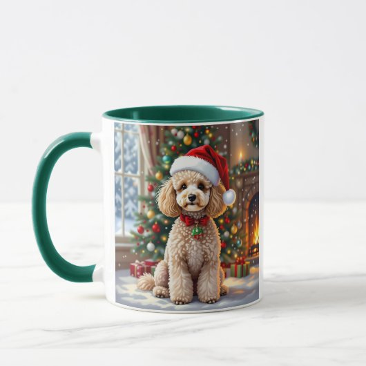 Mug A Cute Festive Poodle Personalized Christmas (Gauche)
