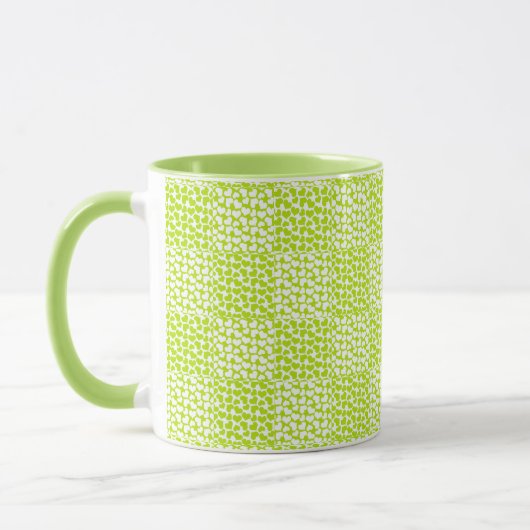 Mug à damiers Amour en Lime Vert et Blanc (Gauche)
