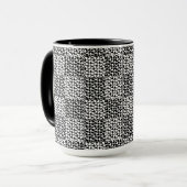 Mug à damiers Amour en noir et blanc (Devant gauche)