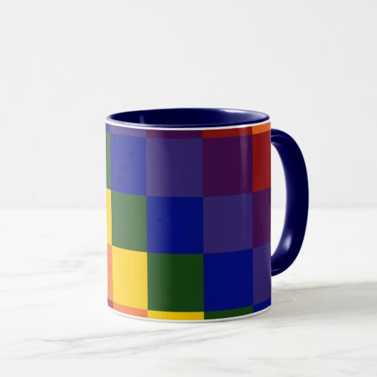 Mug à damiers arc-en-ciel (Devant droit)