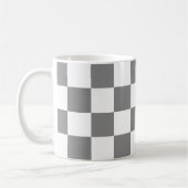 Mug à damiers carré gris et blanc rétro géométrique (Gauche)