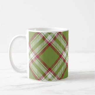Mug à damiers couleur verte, rouge et blanche