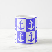 Mug à damiers Motif d'Ancre de navire - Bleu océan (Centre)