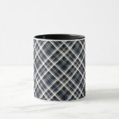 Mug à damiers tartan plaid classique noir blanc textur (Centre)