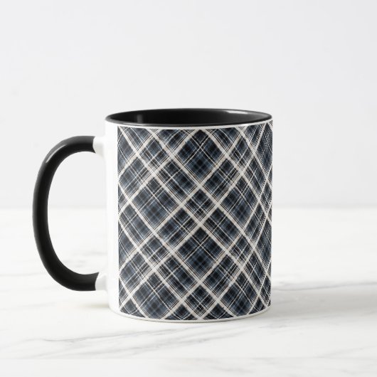 Mug à damiers tartan plaid classique noir blanc textur (Gauche)
