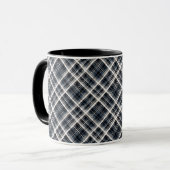 Mug à damiers tartan plaid classique noir blanc textur (Devant gauche)