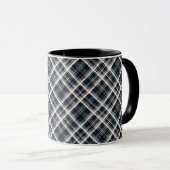Mug à damiers tartan plaid classique noir blanc textur (Devant droit)