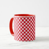 Mug à damiers tartan plaid classique rouge blanc textu (Devant gauche)