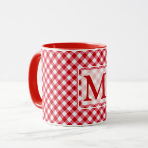 Mug à damiers tartan plaid classique rouge blanc textu