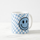 Mug à damiers Verre bleu Preppy Smile (Devant droit)